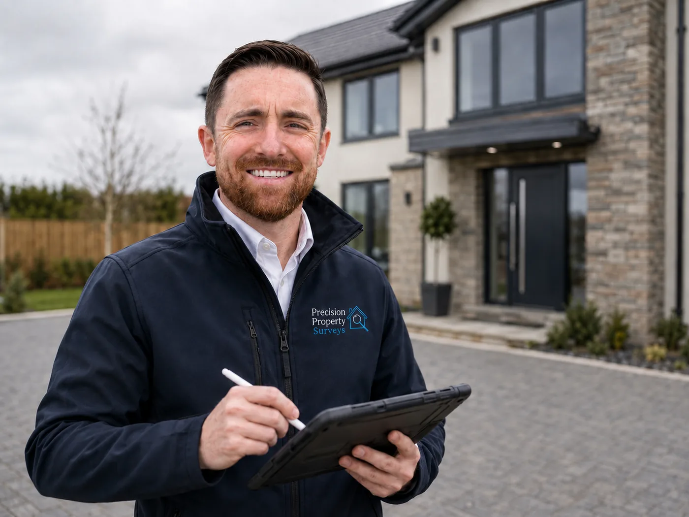 Christopher Knipe, residential construction Project Manager, inspecting a new build home in Edinburgh