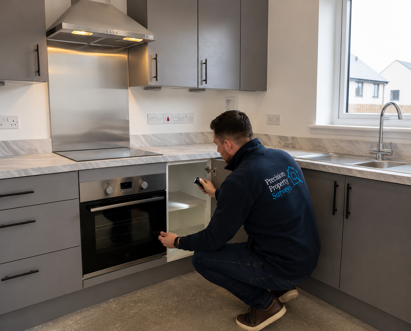Independent pre-completion inspection of a newly built home before handover